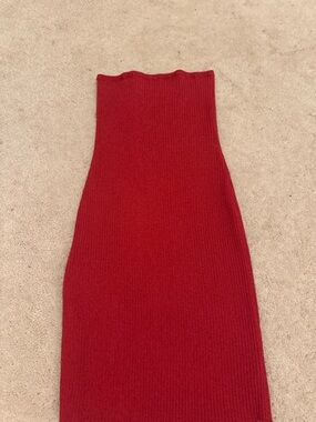 PrettyLittleThing Red Ribbed Knit Top